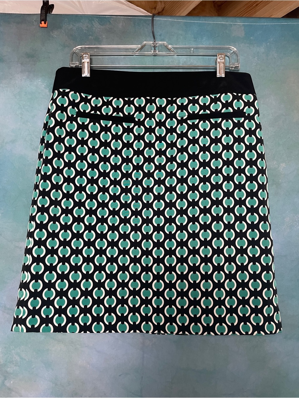 Worthington Black and Teal Geometric Mini Skirt